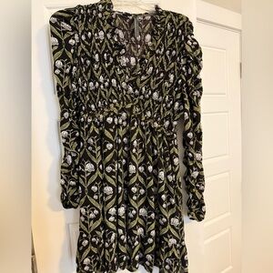 Anthropologie Black and White Floral Dress